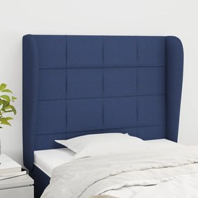 3117936 vidaXL Tăblie de pat cu aripioare, albastru, 83x23x118/128 cm, textil