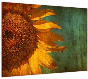 Tablou pe sticlă - Floarea soarelui (70x50 cm)
