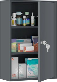 kleankin Dulap medical de perete, dulap pentru baie cu 3 rafturi, 2 chei, 40 x 18 x 60 cm, Gri | Aosom Romania