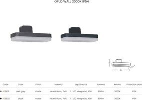 Aplica de perete exterior OPLO IP54 gri inchis