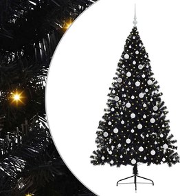 vidaXL Pom de Crăciun artificial pre-iluminat Negru 180 cm PVC