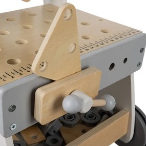 Banc de lucru din lemn pentru copii cu unelte - jucărie educativă 3în1