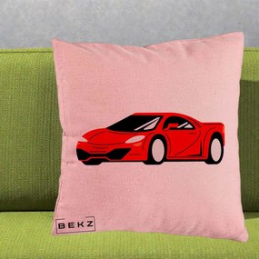Perna Personalizata Masina Sport Rosie Grafic, 40x40 cm, Roz, Husa Detasabila, Perna Inclusa, BEKZ®