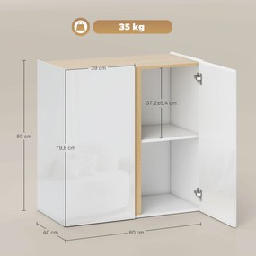 HOMCOM Comodă, Comodă cu uși Soft-Close, Raft reglabil, pentru sufragerie, bucătărie, sufragerie, alb | Aosom Romania