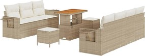 vidaXL Set de canapele pentru grădină cu pernă 10 pcs bej și crem