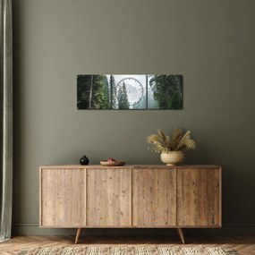 Tablou lacului în pădure (cu ceas) (90x30 cm)