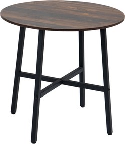 HOMCOM Masă de dining, Masă de bucătărie, masă mare, design industrial, design rustic, Φ80 x 76 cm, maro | Aosom Romania