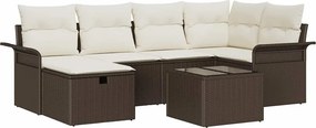 vidaXL Set de canapele pentru grădină cu pernă 7 pcs Rattan poli