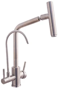 Baterie bucatarie lebada , cu trei cai ,inox satinat TRENDY S