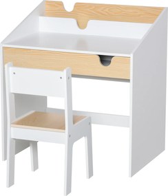 HOMCOM Set Birou și Scaun pentru Copii 6-10 Ani cu Raft și Sertar | Aosom Romania