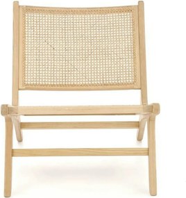 Scaun de gradina FODEN 2, stejar deschis, ratan natural/lemn, 65x82x74