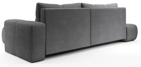 Colțar extensibil tapițat ALMADA, cu spațiu de depozitare, în formă de L, orientare dreaptă, gri