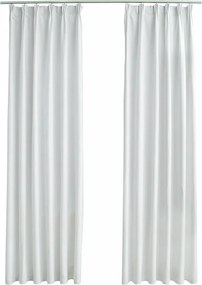 vidaXL Draperii opace cu cârlige, 2 buc., alb ivoriu, 140 x 175 cm