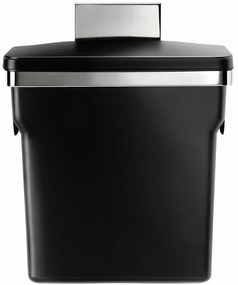 Coș încorporat 10 l, găleată din oțel cromat/plastic, negru
