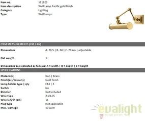 Aplica design LUX pentru oglinda sau tablou Pacific finisaj auriu 111623 HZ