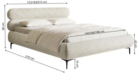 Pat matrimonial 180 cm Rirri 180 (cu somieră) (cu sp. depozitare) (gri deschis + negru). 1099885
