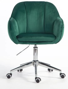 HR2055K Scaun Verde din Catifea cu Bază Cromata