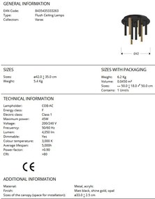 Lustra LED dimabila aplicata design modern Varas negru/auriu