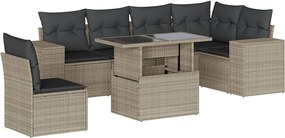 vidaXL Set canapele de grădină cu perne, 7piese gri deschis poliratan