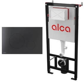 Set rezervor WC cu cadru incastrat Alca AM101/1120 si clapeta de actionare TURN-BLACK negru mat