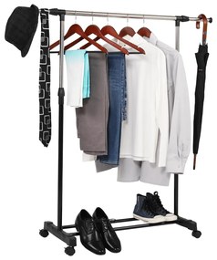Cuier mobil, inox/plastic negru, HILAR