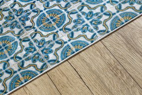 ANDRE 53020 covor lavabil gresii de Lisbona, bucatarie, anti-alunecare - albastru / bej