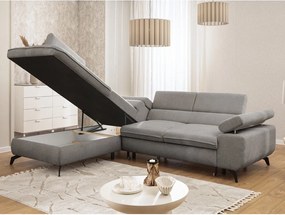 Colțar gri deschis cu tapițerie din chenille (cu colț pe partea stângă/în formă de ”L”) Marbeya – Ropez