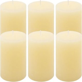 Set de lumânări rustice, 11,5 cm, Ø 6,8 cm, crem, 6 buc