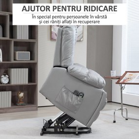 HOMCOM  Scaun Electric Rabatabil cu 8 Puncte de Masaj și Telecomandă, Fotoliu Modern din Microfibră, 94x96x106 cm, Gri | Aosom Romania