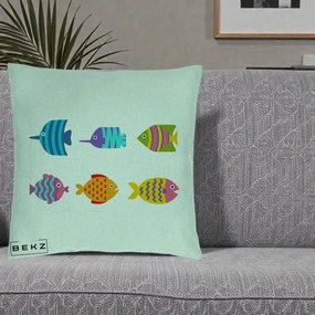 Perna Decorativa Pesti Colorati Cartoon, 40x40 cm, Verde Menta, Husa Detasabila, Perna Inclusa, BEKZ®