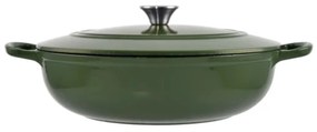 Cratiță din fontă emailată cu capac 31.5x8.5 cm – Perfect Home 80057, verde, pentru cuptor, rețete consistente, gătit fără ardere