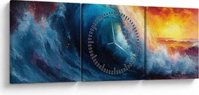 Tablou - Val în apus de soare (cu ceas) (90x30 cm)