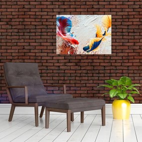 Tablou pe sticlă - Pești războinci (70x50 cm)