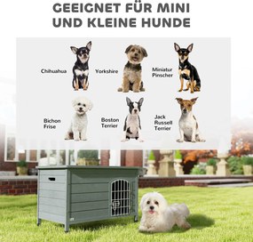 PawHut cușcă pentru câini, casă pentru câini cu ușă, cutie pentru câini, adăpost pentru animale, lemn de brad, gri închis | Aosom Romania