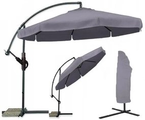Umbrela de soare pliabila pentru gradina LEVI 300 cm, gri + ambalare gratuită