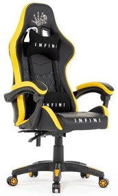 SCAUN DE GAMING, CU PERNA LOMBARA, GALBEN SI NEGRU, 67X50X126 CM, INFINI FIVE