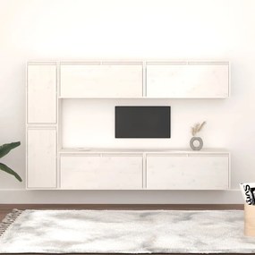 3100235 vidaXL Comode TV, alb, 6 buc., lemn masiv de pin