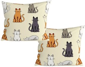 Set de 2 fete de perna decorative COLORED CATS BLEND 45x45 cm, crem