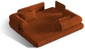 Canapea teracotă extensibilă cu tapițerie din catifea 206 cm Kemi – Cosmopolitan Design