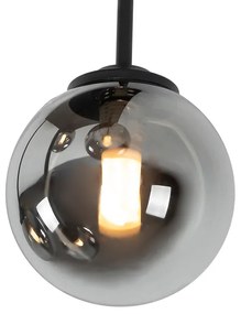 Plafoniera moderna neagra cu 5 lumini cu sticla fumurie - Atena