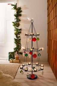 Brad decorativ cu suport lumanari Christbaum negru 50/120 cm