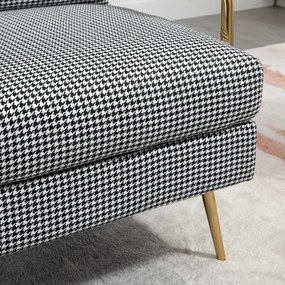 HOMCOM Fotoliu în stil retro, fotoliu de accent, model de pauni, elemente de lemn, miez de arcuri, Negru + Alb | Aosom Romania