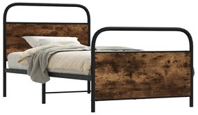 vidaXL Cadru de pat fără saltea 100x190 cm Stejar fumuriu