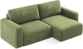 Colțar verde extensibil/cu spațiu de depozitare cu tapițerie din chenille (cu colț pe partea dreaptă/cu șezlong) Kona – Makamii