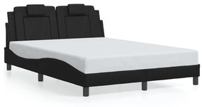 3208089 vidaXL Cadru de pat cu tăblie, negru, 140x190 cm, piele ecologică