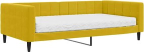 vidaXL Pat de zi cu saltea, galben, 100x200 cm, catifea