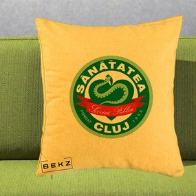 Perna Personalizata Sanatatea Cluj Servicii Publice 1986, 40x40 cm, Galben, Husa Detasabila, Perna Inclusa, BEKZ®