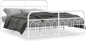vidaXL Cadru de pat metalic cu tăblie de cap/picioare, alb, 193x203 cm