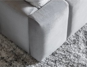 Pat matrimonial gri deschis tapițat cu spațiu de depozitare cu somieră 160x200 cm Lamica – ELTAP