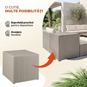 Ladă de depozitare din poliratan RICCO, 318L, 75x75x70 cm, crem Casaria